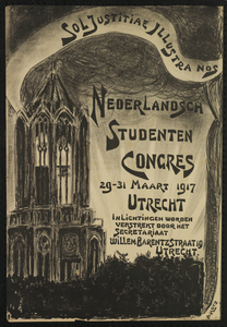 750016 Affiche van het Nederlands Studenten Congres dat werd gehouden in het Academiegebouw (Domplein 29) te Utrecht.